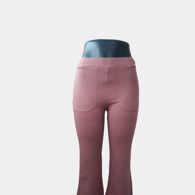 Hapuka Hapuka Women's Slim Fit  Bell Bottom Solid  Pink Jegging Hapuka Jegging