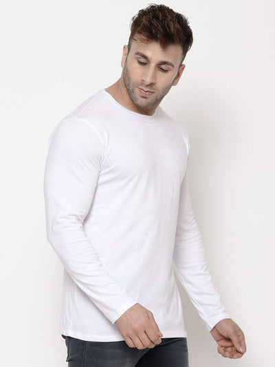 Hapuka Hapuka Men's Slim Fit  Solid  White Cotton  T Shirt Hapuka T Shirt-Men