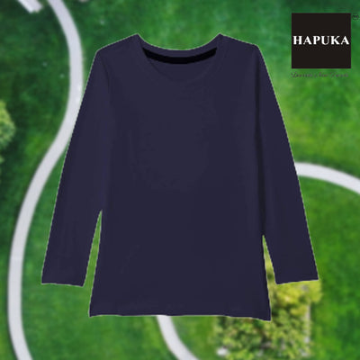 Hapuka Boys's Slim Fit Solid Full Sleeves Blue Cotton Solid T Shirt