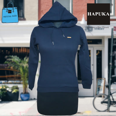 Hapuka Women Blue Fleece Hooded Sweat Shirt