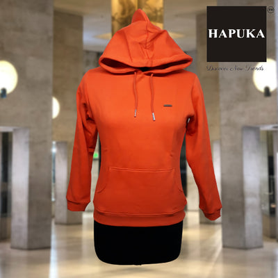 Hapuka Women Red Fleece Hooded Sweat Shirt