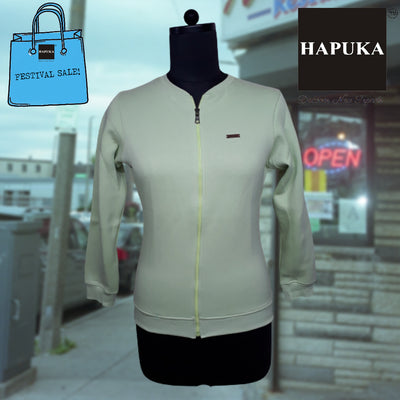 Hapuka Women Light Green Fleece Front Zip Sweat Shirt