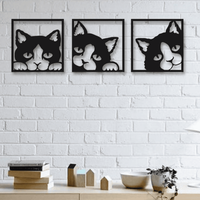 AmericanElm Baby Cat Design 3 Pieces Decorative Wall Art, Interior Decoration, Home Wall Decoration