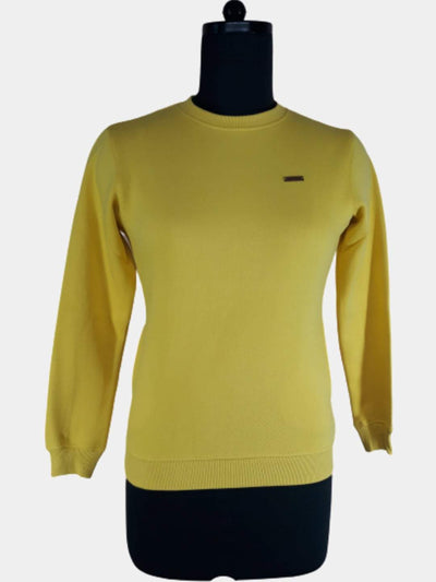 Hapuka Hapuka Women Yellow Fleece Round Neck Sweat Shirt Hapuka Sweaters & Sweatshirts