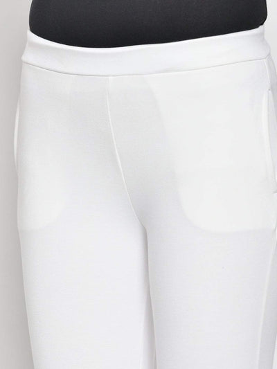 Hapuka Hapuka Women's Slim Fit Bell Bottom Solid  White Jegging Hapuka Jegging