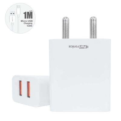 Portronics 2.4A Charger with Dual USB Ports