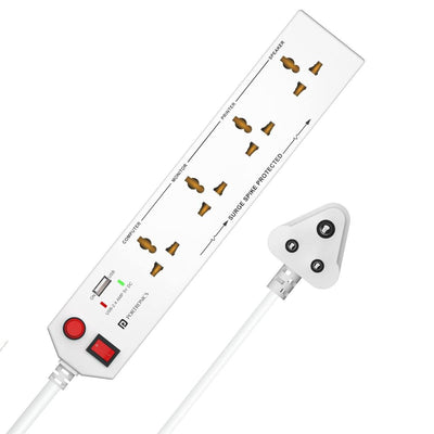 Power Plate 4 - Power Extension with 4 Power Sockets & 1 USB Port