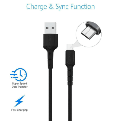 Portronics Konnect Star POR-167 Charge & Sync Function 1.2M Micro USB Cable(Black)