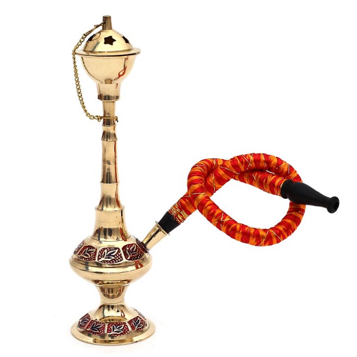 Hapuka Gold With Red Metal/glass  Brass Hookah
