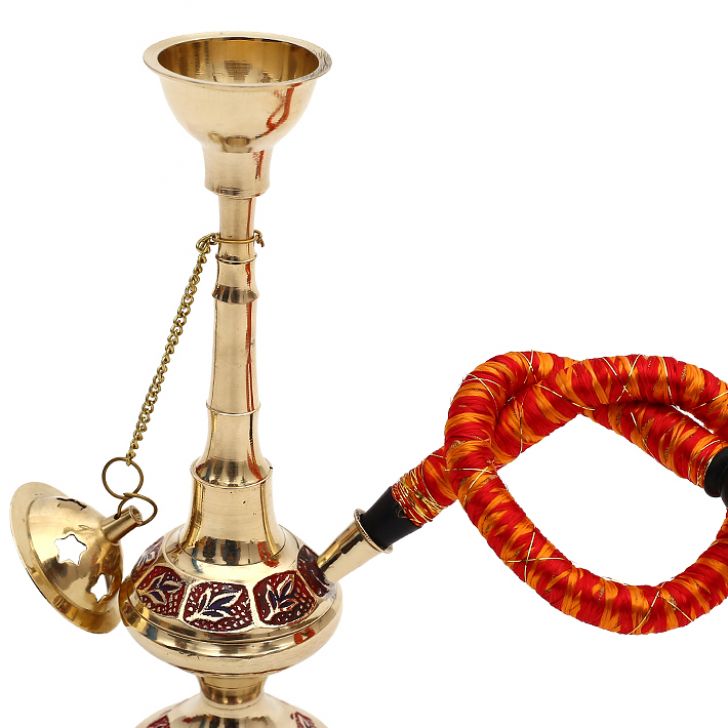 Hapuka Gold With Red Metal/glass  Brass Hookah