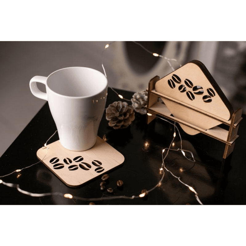 Haoser Tea/Coffee Coaster Set of 4, Birch Ply Coaster for Office Table, Dining Table Accessories for Home Coasters Set