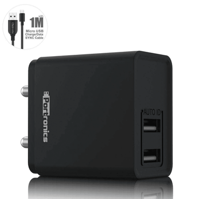 Portronics ADAPTO 649 2.4A Charger with Dual USB Ports