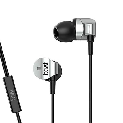 boAt boAt BassHeads 132 Wired in Ear Earphone with Mic (Silver Surfer) Hapuka 