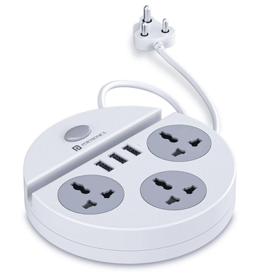 Portronics Power Plate 5 - Universal Extension Board with 3 USB Charging Ports + 3 Power Socket
