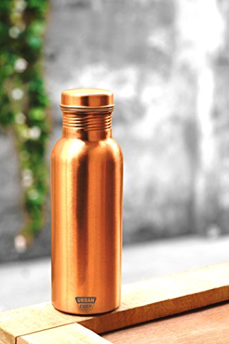 URBAN CHEF Urban Chef 100% Copper Lacquer Coated Anti Tarnished Joint Free Leak Proof Pure Copper Water Bottle in Matt Finish 900 ML Hapuka 