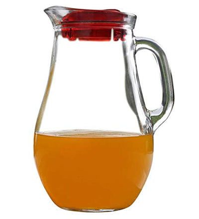 Pasabahce Turkish Glass Water Jug with Red Lid (1855 ml)