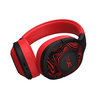boAt boAt Rockerz 550 T-Rebel Edition Bluetooth Headphones with Upto 20 Hours Playback, Soft Padded Ear Cushions and Padded Ear Cups(Red) Hapuka 