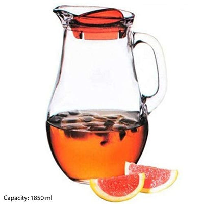 Pasabahce Turkish Glass Water Jug wih Red Acrylic Lid (1855 ml), Large