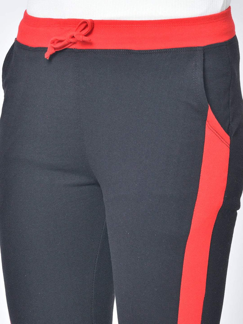 Hapuka Hapuka Women Black & Red Solid Slim-Fit Joggers Hapuka Track Pant & Joggers-Women
