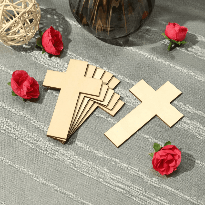 Cliths 36 Pieces Blank Wood Cutouts Unfinished Cross Shaped Wooden Pieces for DIY Arts Craft Project, Decoration, Gift Tags