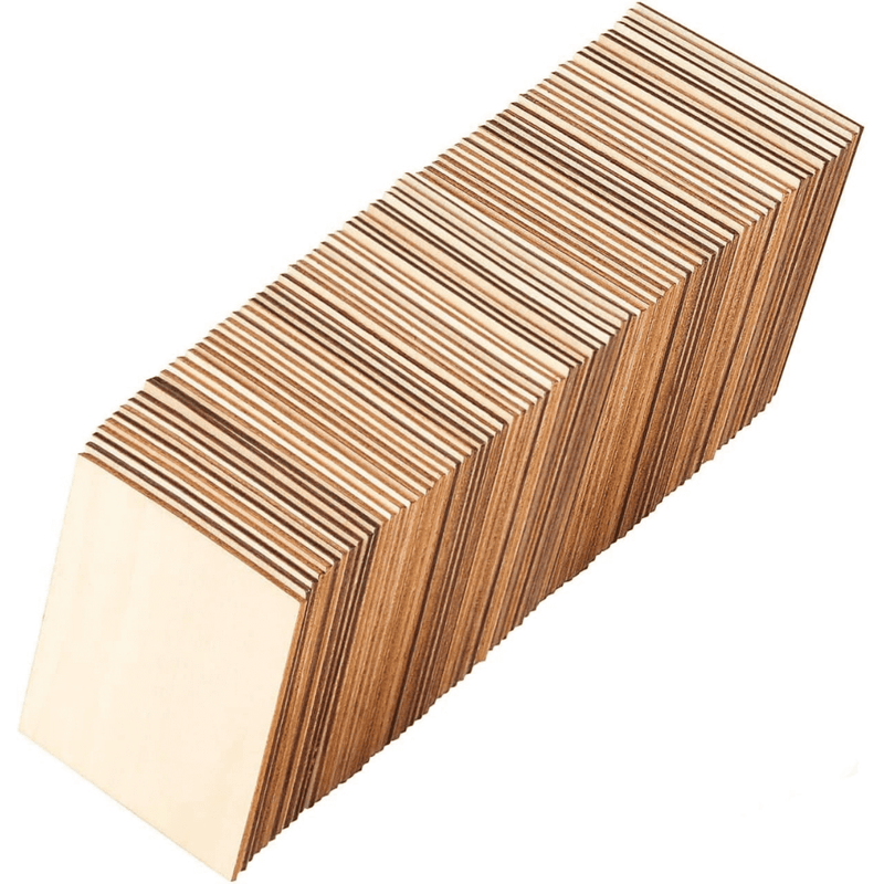 Cliths 80 Pieces 4 x 4 Inch Square Unfinished Blank Wood Pieces for Painting Writing and DIY Arts Crafts Project (80 Pcs)
