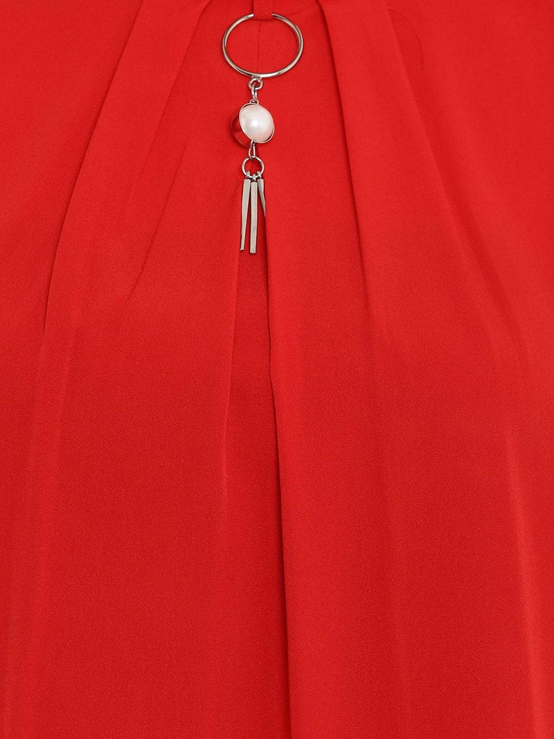 Hapuka Hapuka Women Red Slim Fit Polyester Solid Top Hapuka Top