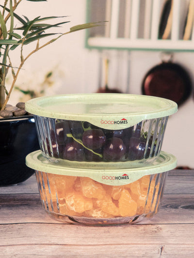 Goodhomes Glass Storage Container with Lid (Set of 2pcs)