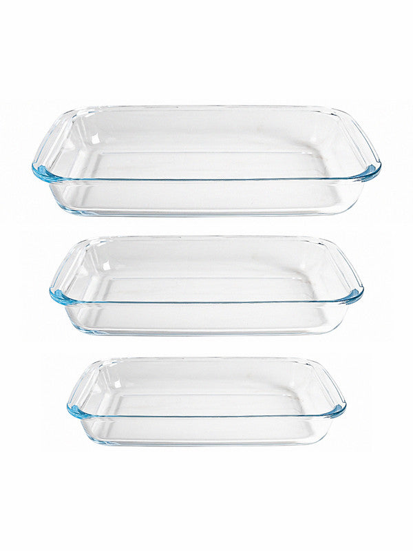 Glass Rectangle Baking Tray (Set of 3pcs)
