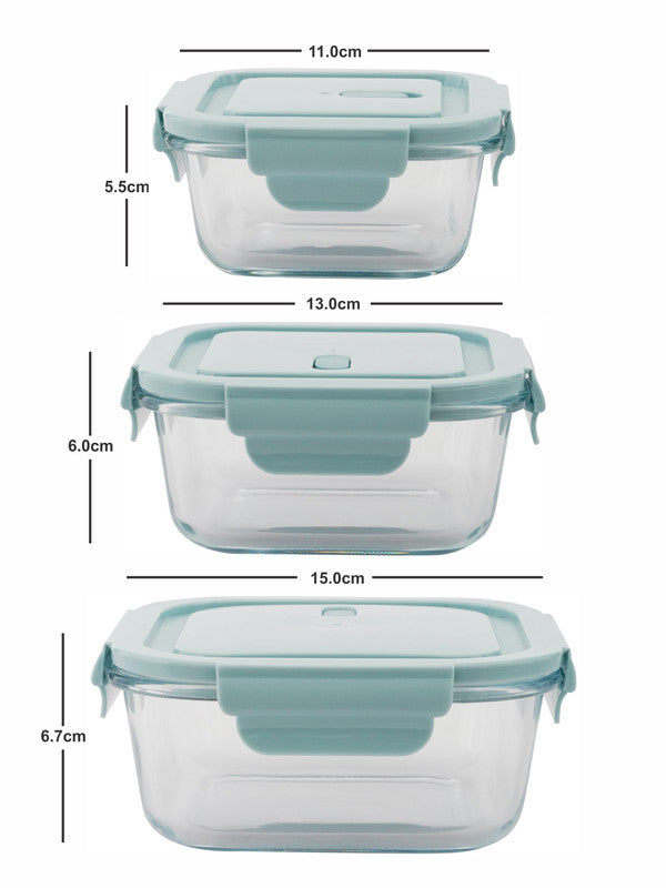Goodhomes Glass containerl with Airtight Lid (Set of 3pcs)