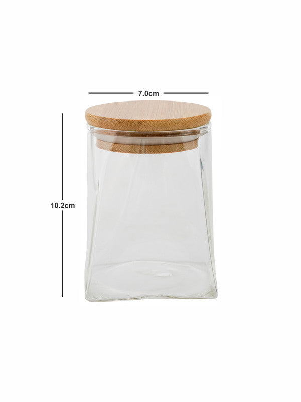 Goodhomes Glass Storage Jar with Wooden Lid (Set of 4pcs)