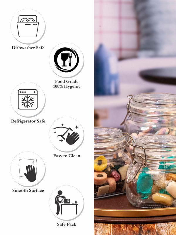 Goodhomes Glass Storage Jar with Clip Lid (3 PCS SET)
