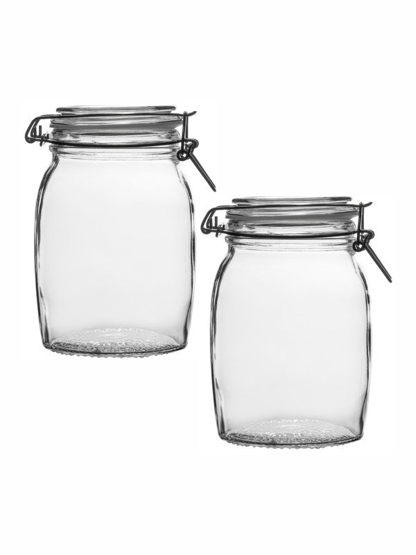 Goodhomes Glass Storage Jar with Clip Lid (SET OF 2 PCS)