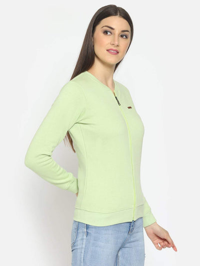 Hapuka Hapuka Women Light Green Fleece Front Zip Sweat Shirt Hapuka Sweaters & Sweatshirts