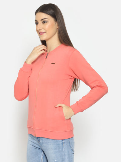 Hapuka Hapuka Women Pink Fleece Front Zip Sweat Shirt Hapuka Sweaters & Sweatshirts