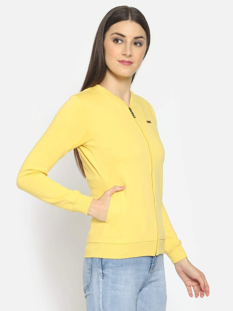 Hapuka Hapuka Women Yellow Fleece Front Zip Sweat Shirt Hapuka Sweaters & Sweatshirts