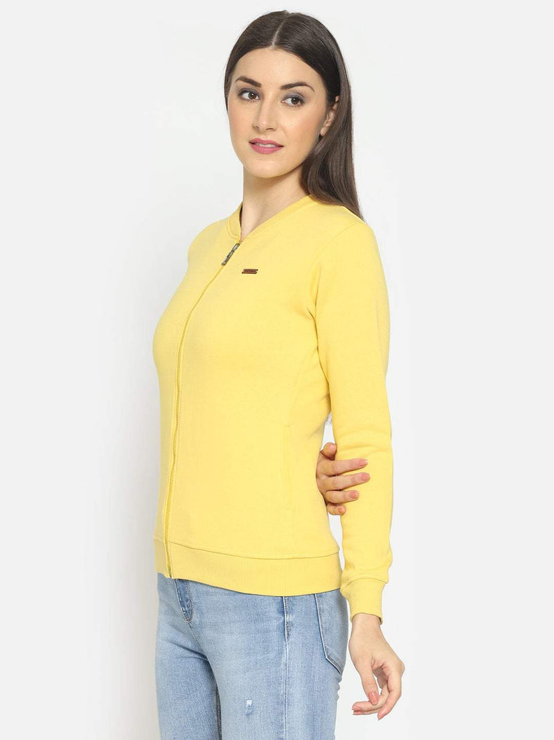 Hapuka Hapuka Women Yellow Fleece Front Zip Sweat Shirt Hapuka Sweaters & Sweatshirts