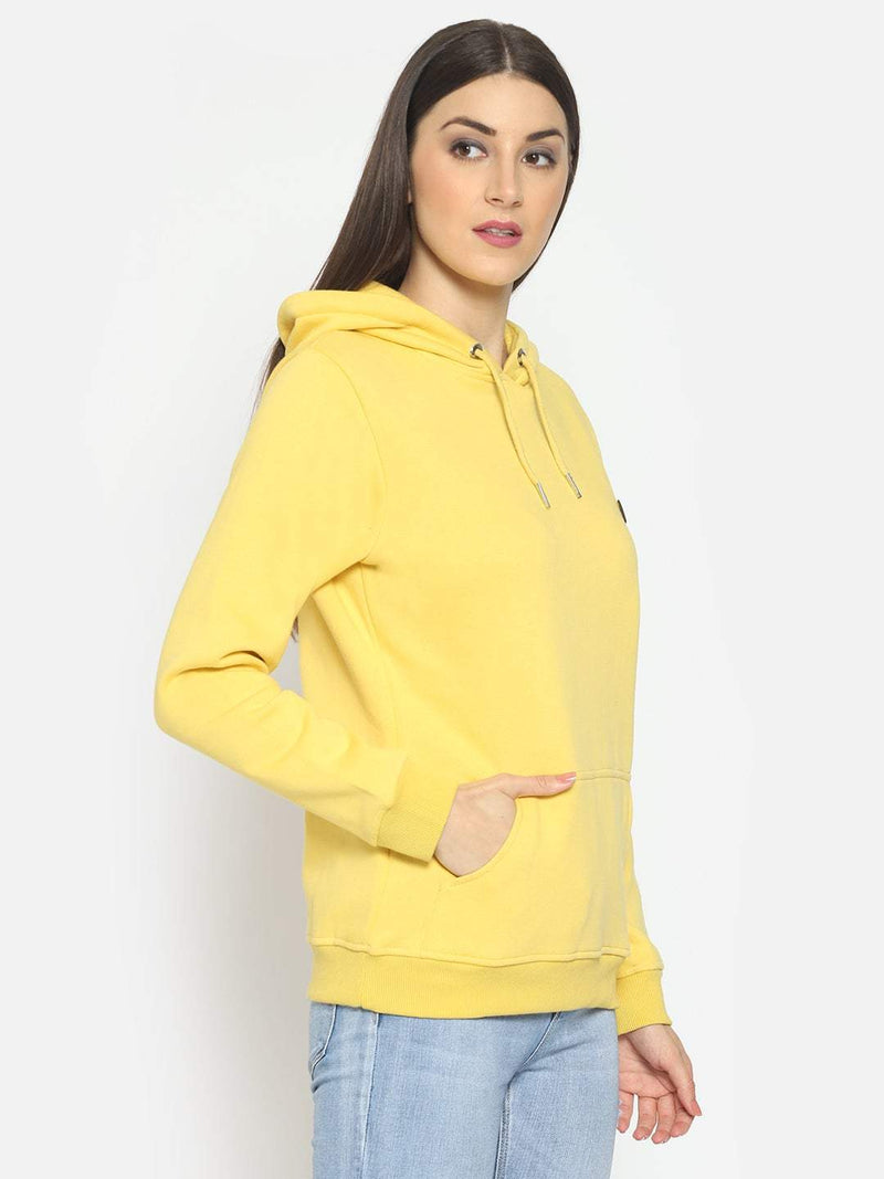 Hapuka Hapuka Women Yellow Fleece Hooded Sweat Shirt Hapuka Sweaters & Sweatshirts