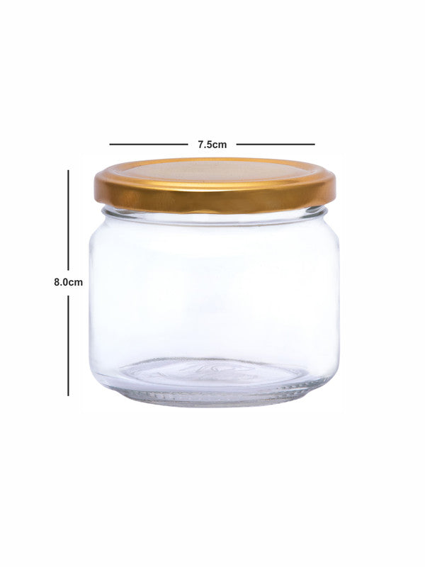 Goodhomes Glass Storage Jar with Gold Color Lid(Set of 6 Pcs.)