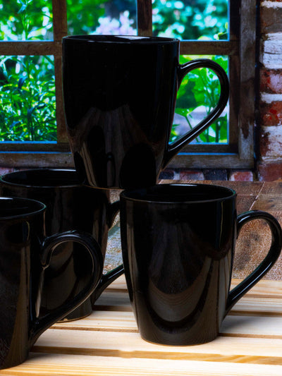 Roxx Black Ceramic Coffee Mug (Set of 4pcs)