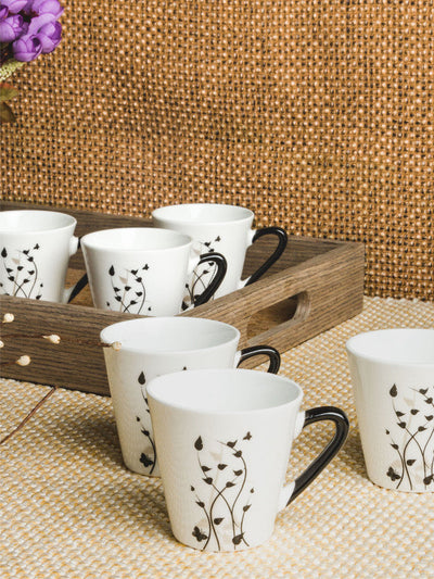 Bone China Tea Cups/Coffee Mugs with Real Gold Design (Set of 6 mugs)