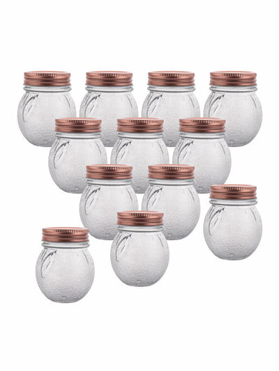 Glass Jar Set with Rose Gold Lid (Set of 12pcs)
