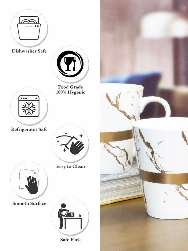 White Gold Porcelain Coffee Mug (Set of 2pcs)