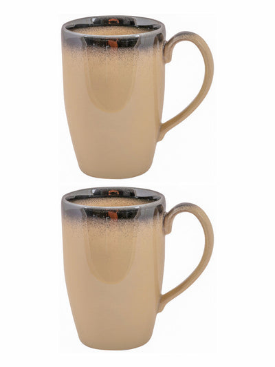 White Gold Porcelain Large Coffee Mug  (Set of 2pcs)