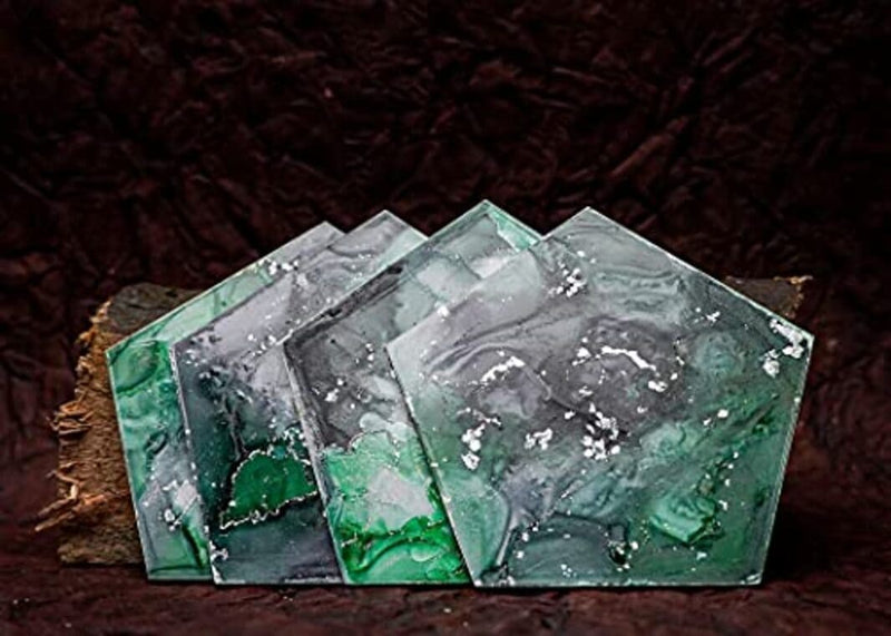 Whittlewud Absorbent Coasters for Drinks - Marble Surface Style Sheet Cork Base Set of 4 for Housewarming (4inch x 4inch x 3mm)