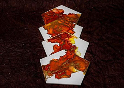 Whittlewud Pack of 4 Set - Alcohol Ink Art Coaster - Artist Abstract Pretty Cool (4In x 4In x 3mm)