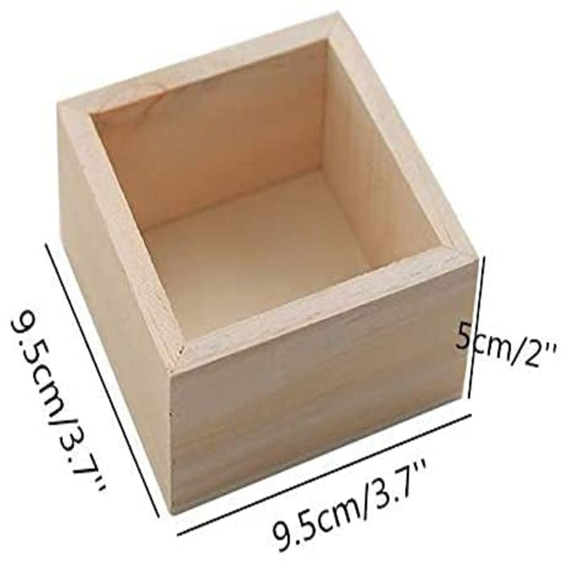 AmericanElm Pack of 4 Pcs Rustic Wooden Box (3.7 x 3.7 x 2 inches) Storage Organizer Craft Box for Collectibles Home Venue Decor