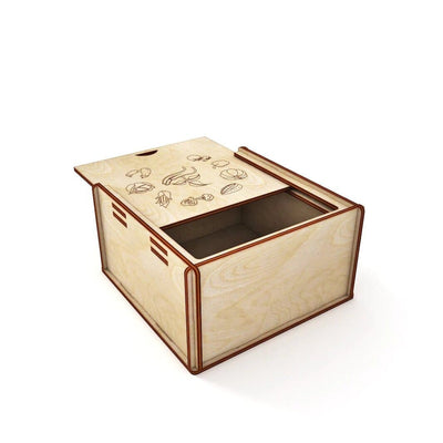 AmericanElm Unfinished Wooden Box DIY Craft Wooden Boxes for Art, Hobbies, Jewelry Box and Home Storage