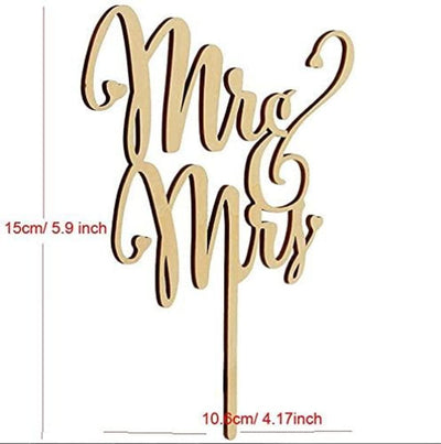 Whittlewud Pack of 10 Mr. and Mrs. Cake Toppers Wooden Wedding Cake Topper Party Cake Decoration (Mr and mrs cake topper) Wood
