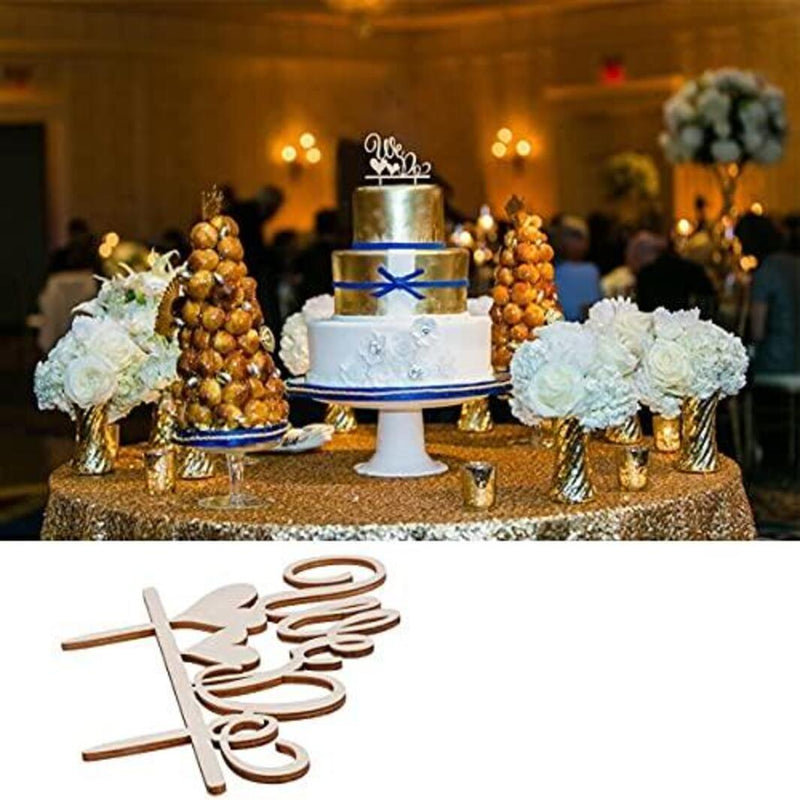 Whittlewud Pack of 10 Wedding Cake Topper WE DO Wood Wedding Cake Decorations (Wood colour) Topper.