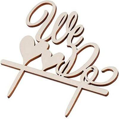 Whittlewud Pack of 10 Wedding Cake Topper WE DO Wood Wedding Cake Decorations (Wood colour) Topper.